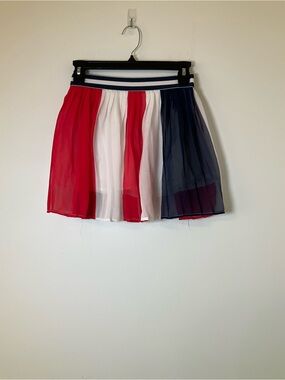 Disney Girls Pleated Chiffon Red White Blue Skirt Size 7/8